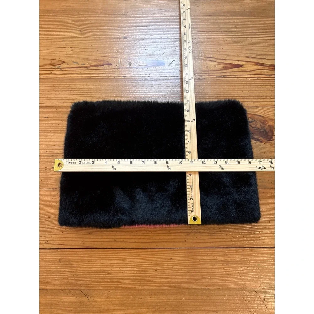 Kate‎ Spade Faux Fur Snood Women Black Pink Colorblock Scarf SIZE OS
